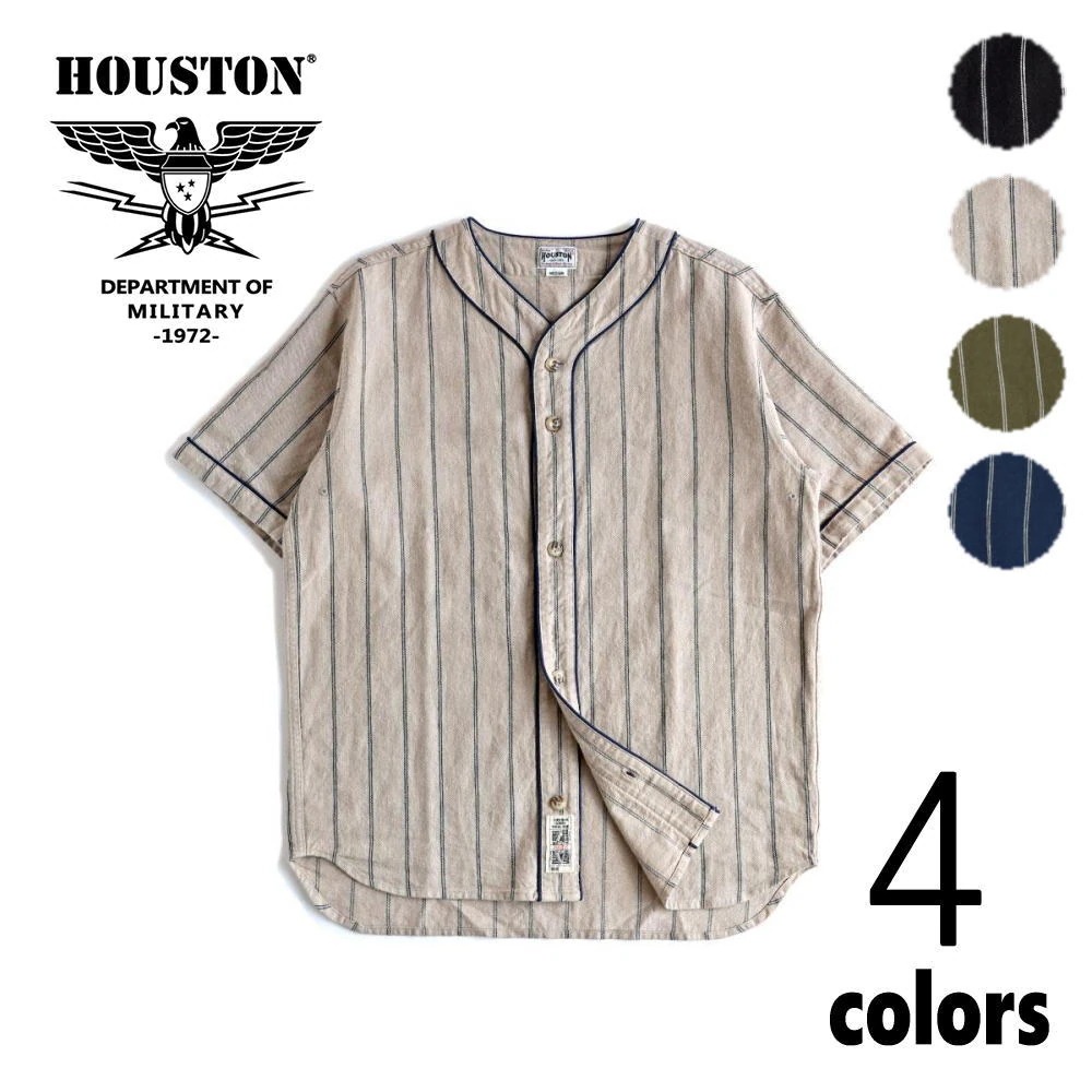 正規品 コットン リネン ストライプ ベースボール シャツ 41008