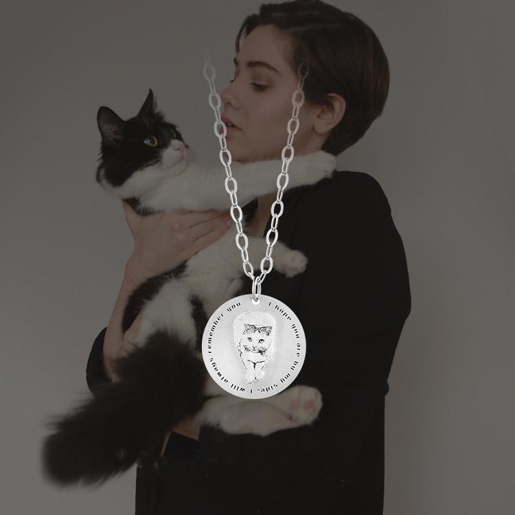 オーダーメイド ペット写真 カスタマイズ オーダー ネックレス DIY 猫犬の肖像 アクセサリー シルバー925 記念品 犬 猫 形見 メモリアル ペンダント