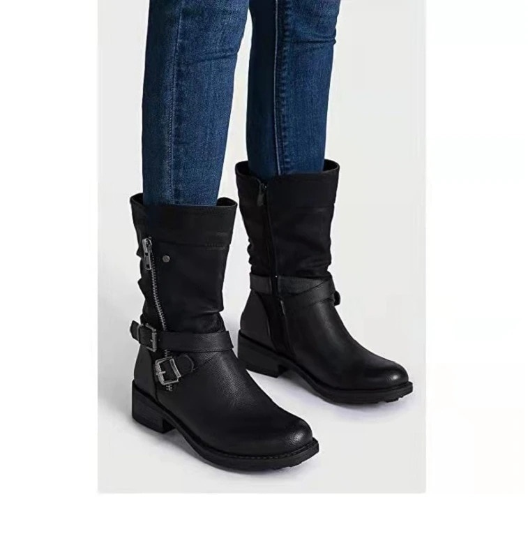 人気沸騰柄追加エンジニアブーツレディース幅広ゆったりブーツミドル丈レディース