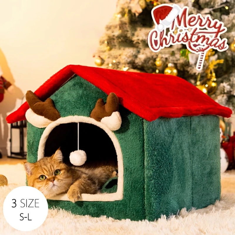 クリスマス犬用ハウス ペットハウス 中型犬 大型犬 ペットベッド ペット部屋 犬ベッド 猫ベッド クーション ふわもこ 取り外しカバー クッション 小型犬 中型 通年 クッション 犬猫寝具 ふわ