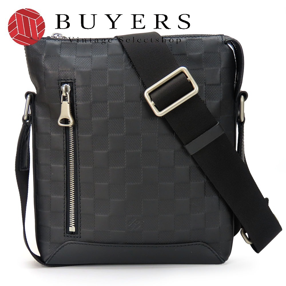 中古 メッセンジャーバッグ ディスカバリーBB N42418 ダミエアンフィニ オニキス ブラック シルバー金具 斜め掛け ショルダー シック メンズ 男性