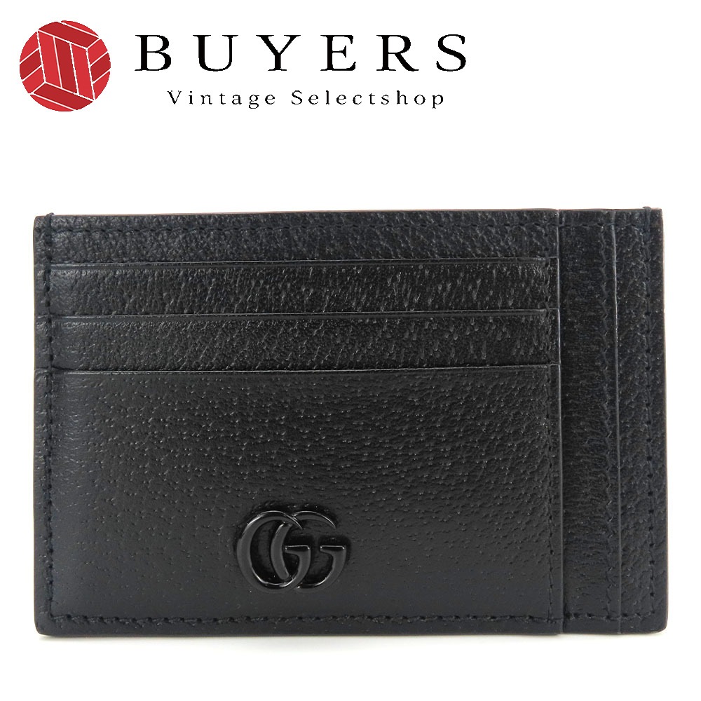 中古 カードケース 722734 ダブルG レザー ブラック 小物 普段使い レディース メンズ