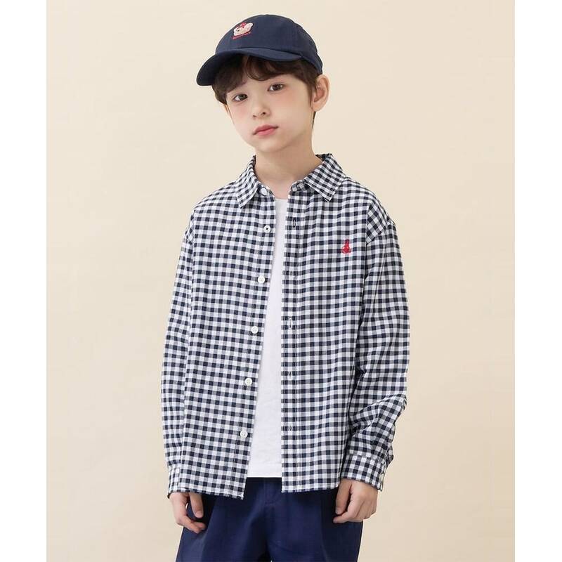 ビーンポールキッズ BEANPOLE KIDS スモール ギンガムチェックシャツ ネイビー (BI6164U06R) BI6164U06R 377115