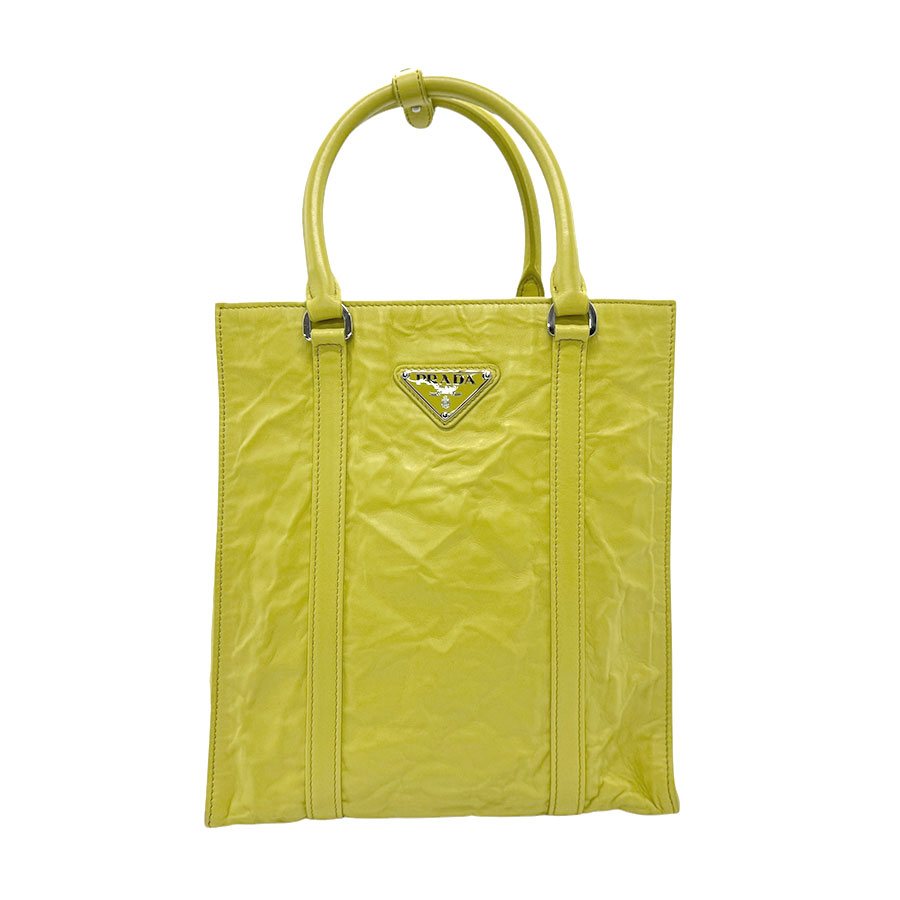 プラダ PRADA ハンドバッグ ショルダーバッグ レザー イエローグリーン レディース 1BG458 z3099