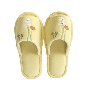 (30個セット) 花柄 トイレスリッパ (イエロー) 幅23.5cm 洗える 綿混 『オカ ボタニカルガーデン』 (お手洗い)