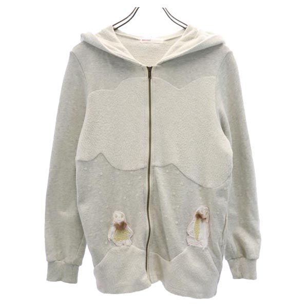フロントデザイン 長袖 スウェットパーカー 2 グレー レディース