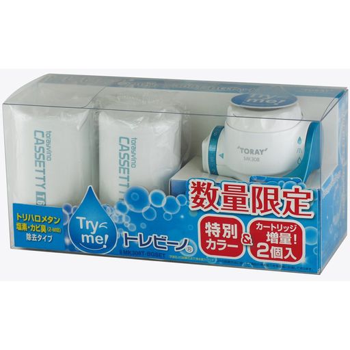 トレビーノ カセッティシリーズ 蛇口直結型浄水器 交換用カートリッジトリハロメタン除去タイプ2個入 ブルーグリーン MK308T-BGSET