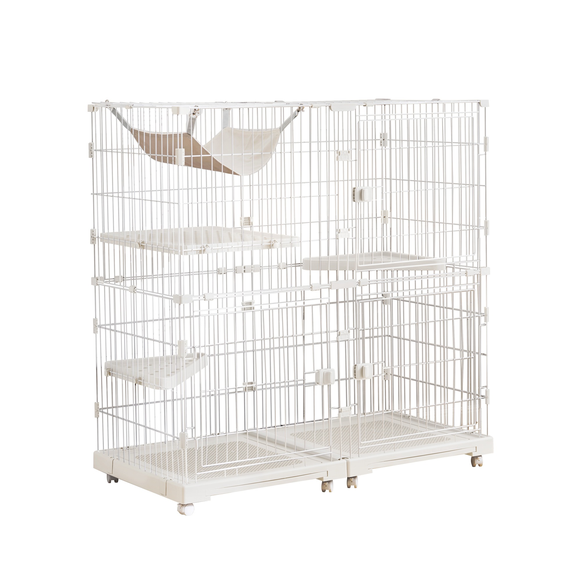 【国内発送&送·料·無·料】733【2025年新仕様】猫 ケージ キャットケージ 2段 幅広設計 自由組み合わせ ハンモック付き 大型 猫ゲージ 高級感 おしゃれ キャットハウス ネコ ハウス 多段