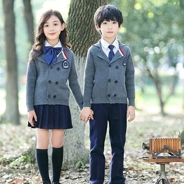 3点セット 秋冬服 学生服 子供制服 子供カーディガン ユニフォーム 卒業式 入園 女の子 男の子 受験 小学校 中学生 キッズ通園 通学制服 フォーマル 子供服 卒園式 発表会 グレー 100 11