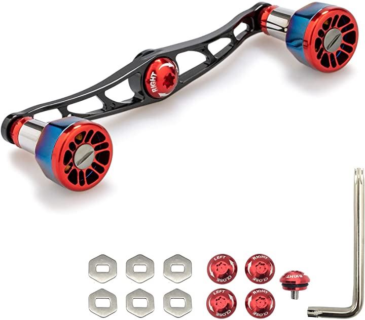 ベイト リール ハンドル 70航空アルミ製 汎用社外品 69(レッド(ノブ)＆ブラック(ハンドル), 9,280円