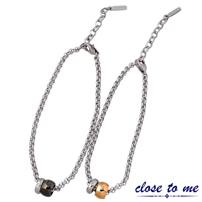 クロストゥーミー close to me ステンレス ペア ブレスレット ダイヤモンド 金属アレルギー対応