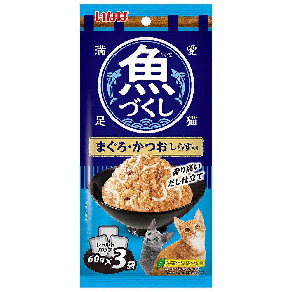 いなば　魚づくし　まぐろ・かつお　しらす入り　６０ｇX３袋X２４　ＣＲＣ35―25―20―20―00