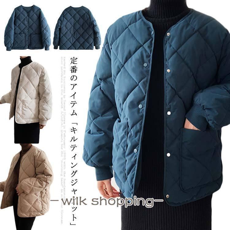 アウター 秋冬 ショート丈 M 中綿コート ミニ丈 防寒コート 長袖 ポケット付き フロントボタン ジャケット 軽量 シルエット おしゃれ キルティ