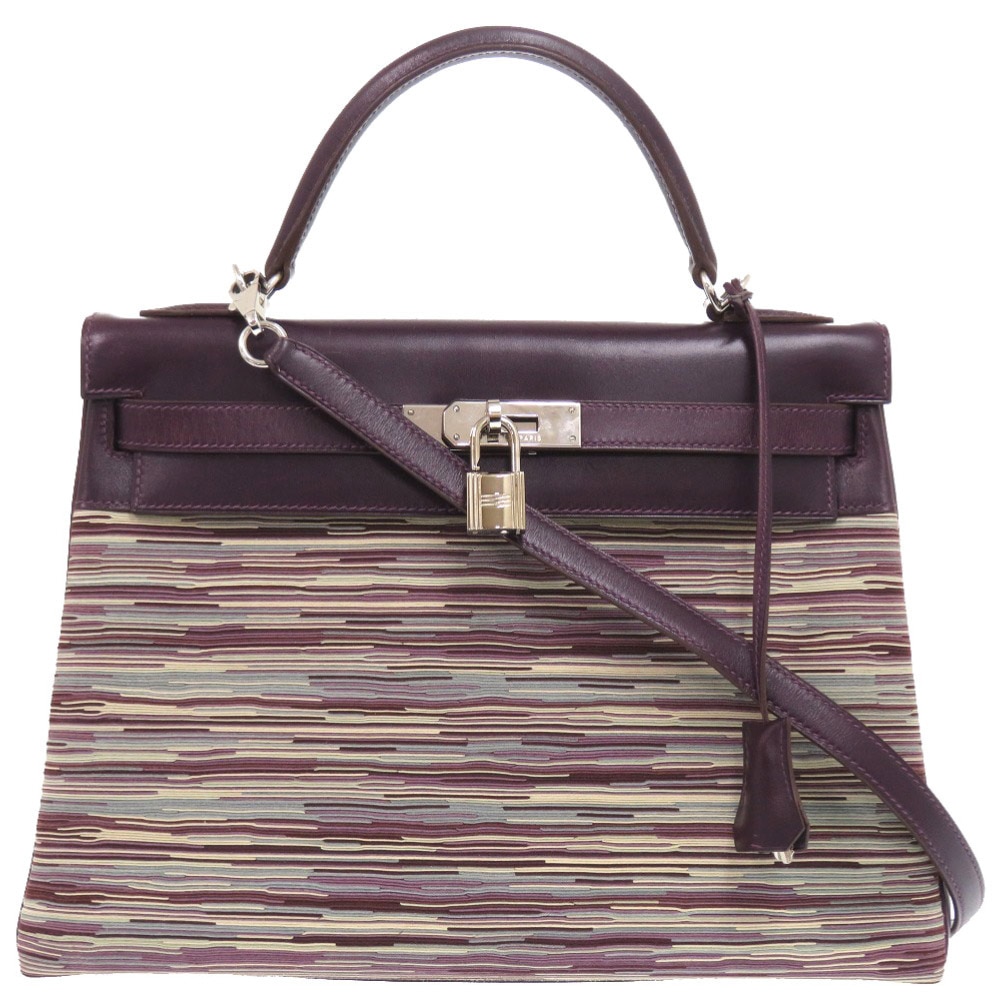 美品 ケリー32 内縫い ヴィブラート ハンドバッグ ヴィブラート/ボックスカーフ レザン J刻印 0162【中古】 レディース 770,000円