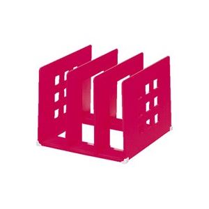 （まとめ）LIHITLAB 仕切りラックL A-7321-3 赤(×5セット)