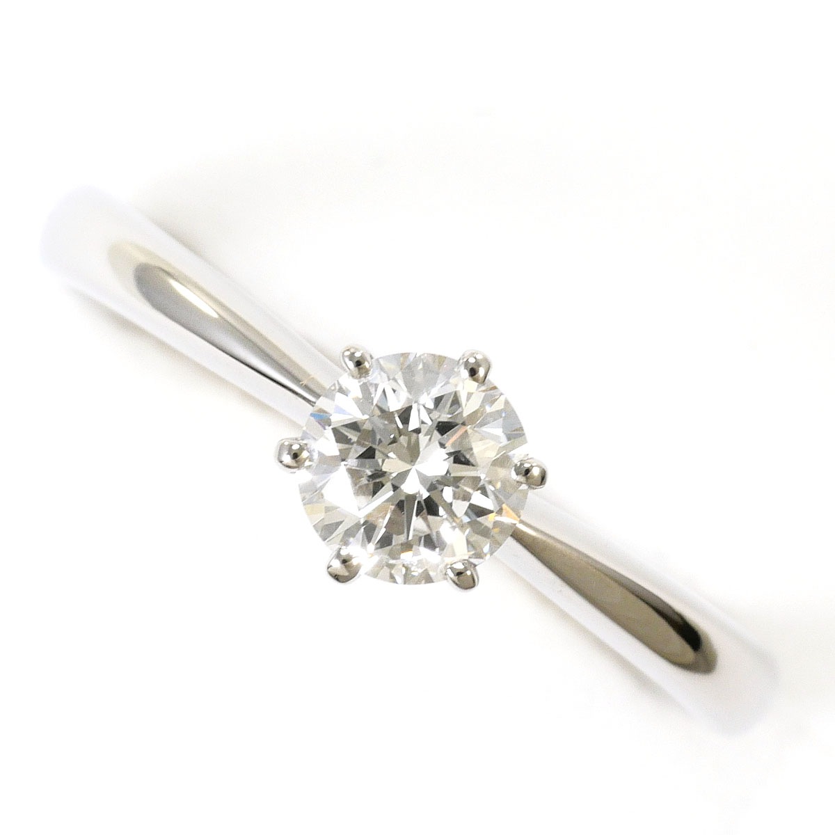 PT900 プラチナ リング・指輪 11号 ダイヤモンド 0.445ct VS1 鑑定書 総重量約3.4g 中古