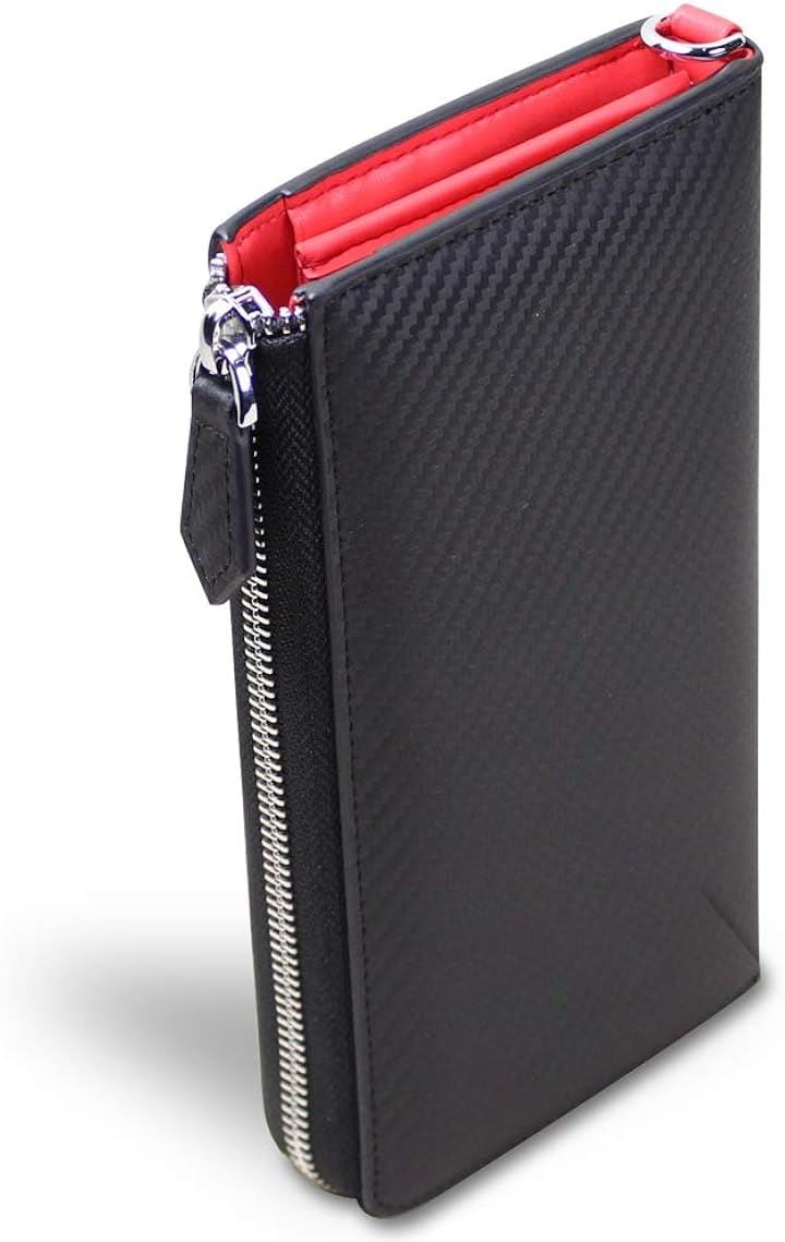 スピリモ 財布 メンズ 長財布 カーボンレザー L字ファスナー 本革 大容量 YKK(レッド) 6,856円
