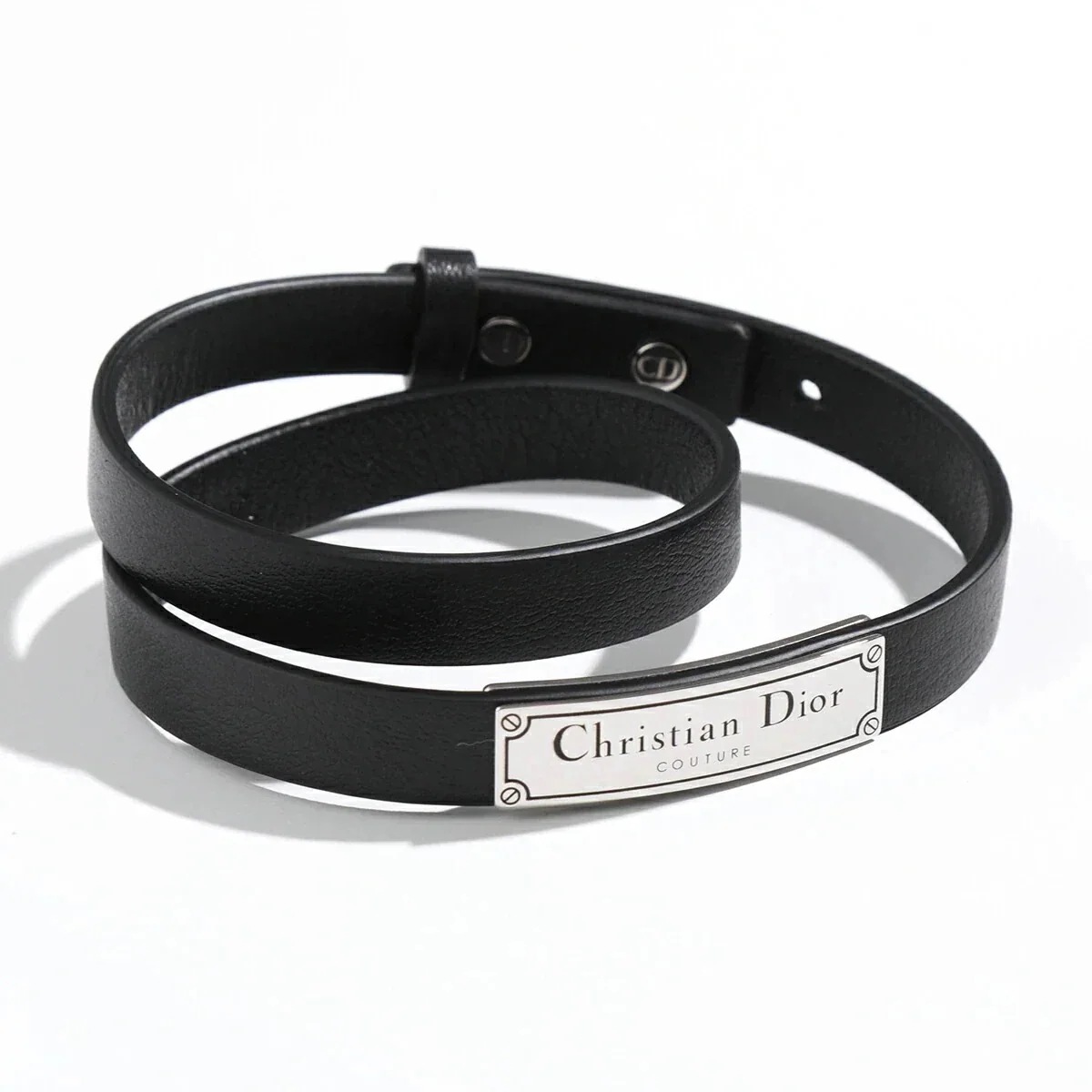 Dior Homme ディオール オム ブレスレット B1896HOMLE レディース ベルトブレスレット レザー×ブラス ロゴプレート ダブル アクセサリー 【mega】