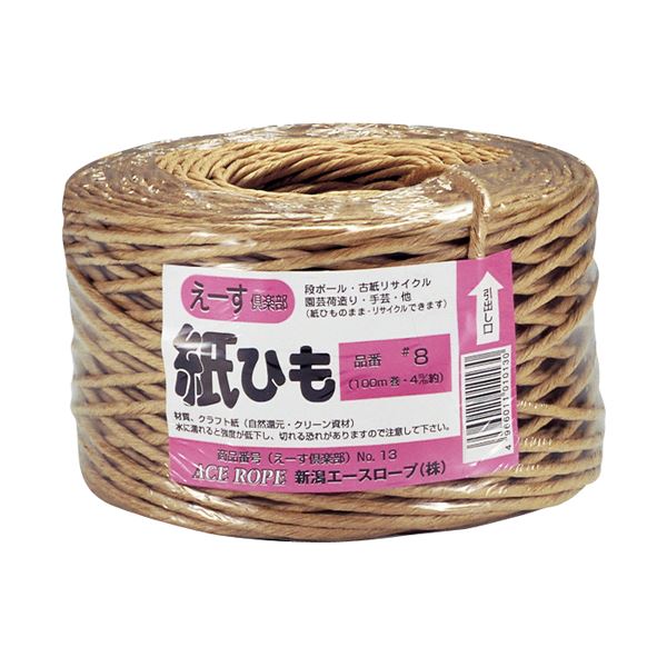 （まとめ） 紙ひも #8 100m 茶 （x10セット）