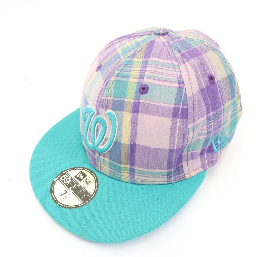 59FIFTY チェック柄 キャップ 7 1/8 パープル系 帽子 メンズ