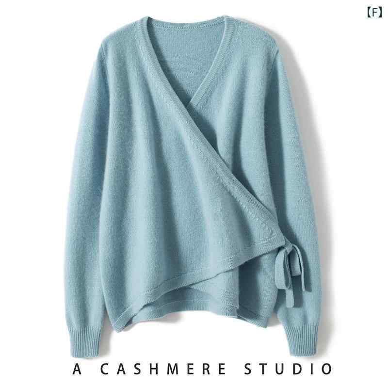 ニット レディース カーディガン おしゃれ カジュアル 秋冬 セーター Vネック 長袖 韓国 ウール イエロー グリーン ホワイト 16,300円