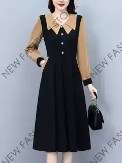 長袖ワンピース子供の春秋a字ワンピース-39