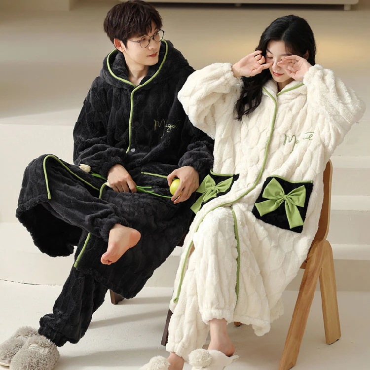 ルームウェアパジャマパジャマ ペア 冬 レディース 着ぐるみ 冬用 メンズ 大人用 フード付き ルームウェア 上下セット 秋 おしゃれ ペアパジャマ 寝巻き 可愛い ペアパジャマ ガウン 長袖 もこも