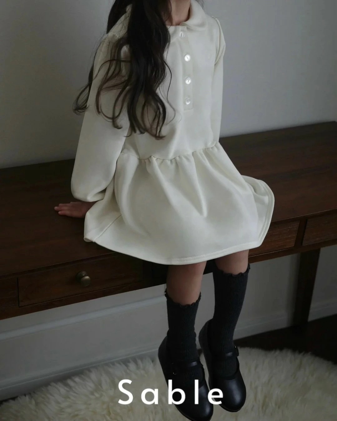 激安販売即納Sable preppie onepiece ワンピース 長袖 ミニ丈 ミニワンピース キッズ 清楚 上品 女子 子供服 こども服