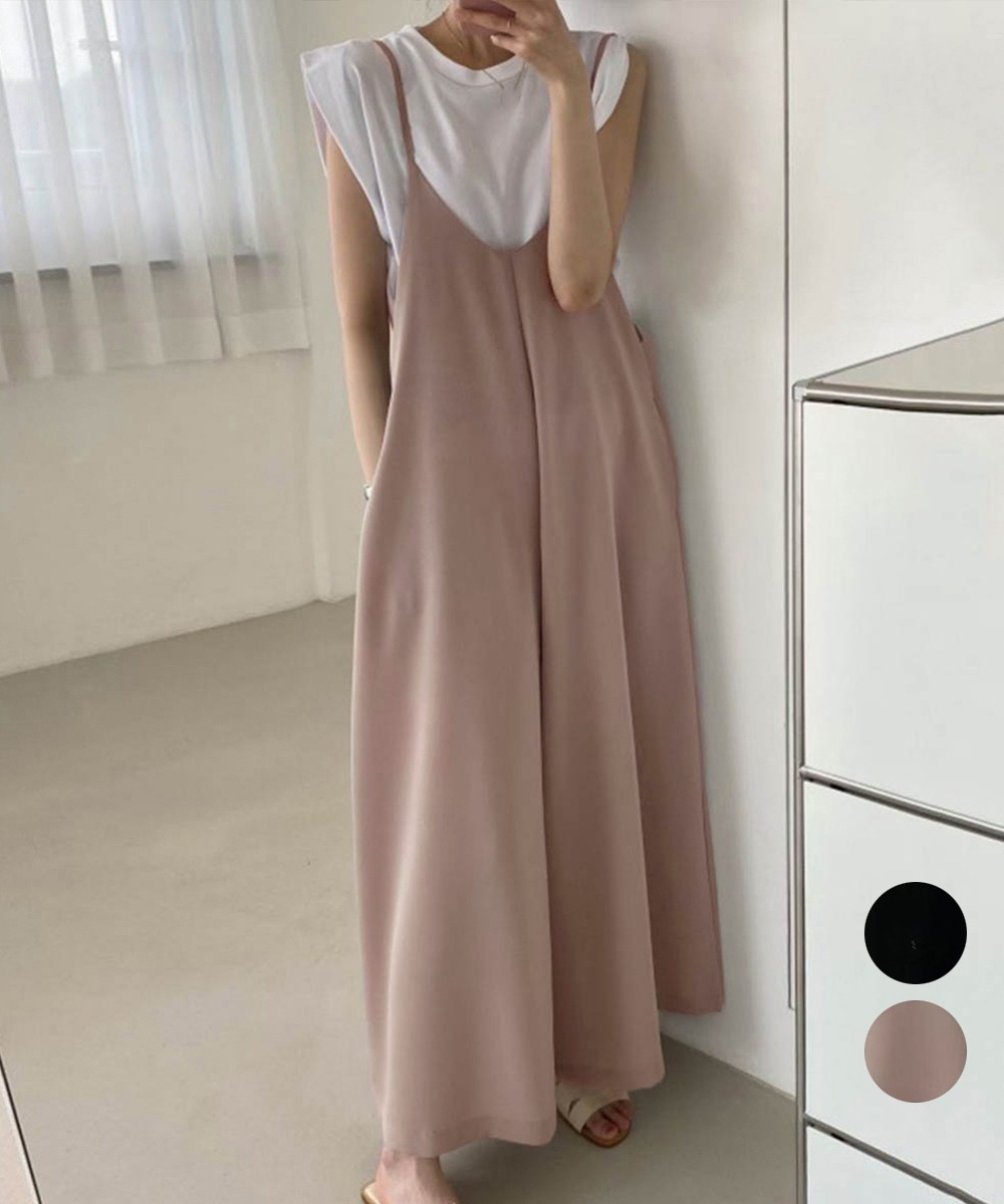 国内即納 サロペットワイドパンツ オールインワン 86CHENXINI-005