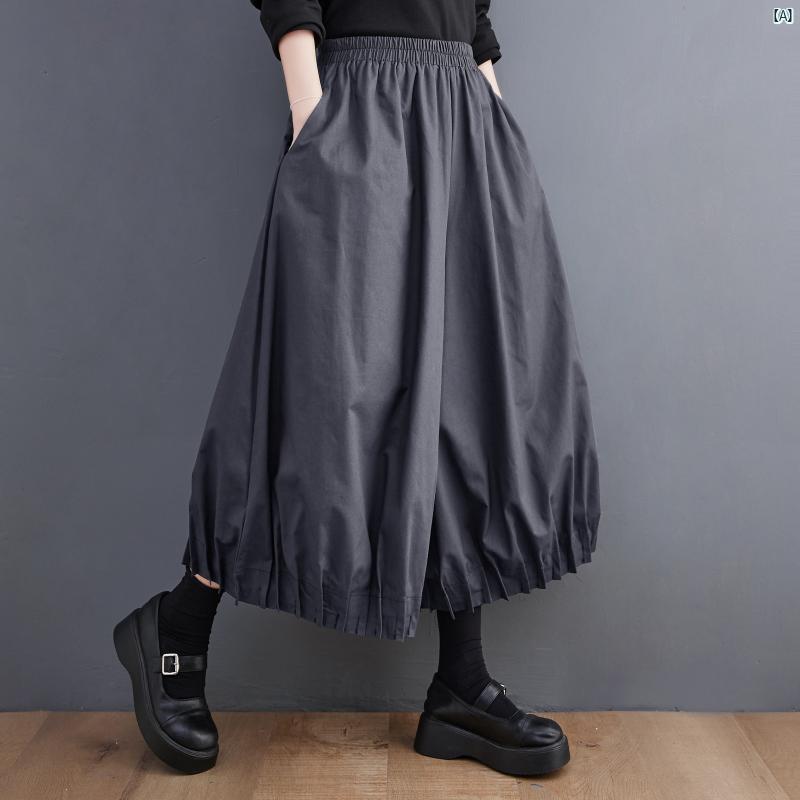 レディース ファッション シンプル オシャレ 秋新 ダーク ワイド レッグ パンツ ぽっちゃり ガールズ ストレート ハイウエスト カジュアル ブルマー ホット