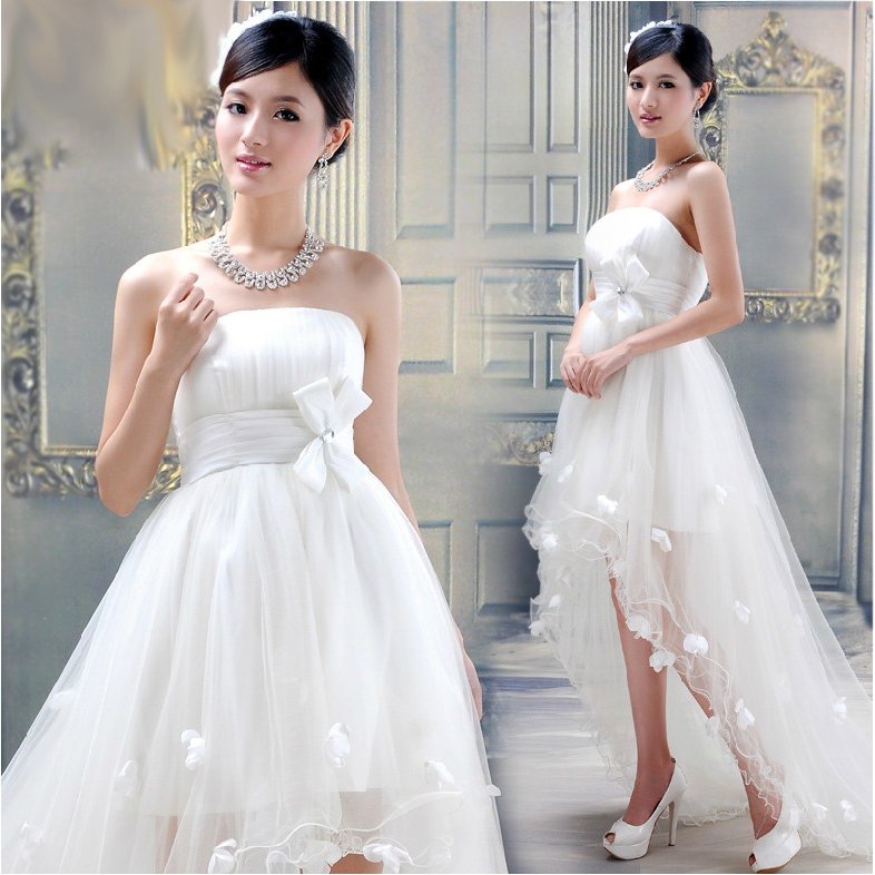 ウエディングドレス 安い トレーンドレス 前ミニ ウェディングドレス 結婚式 サッシュリボン 二次会