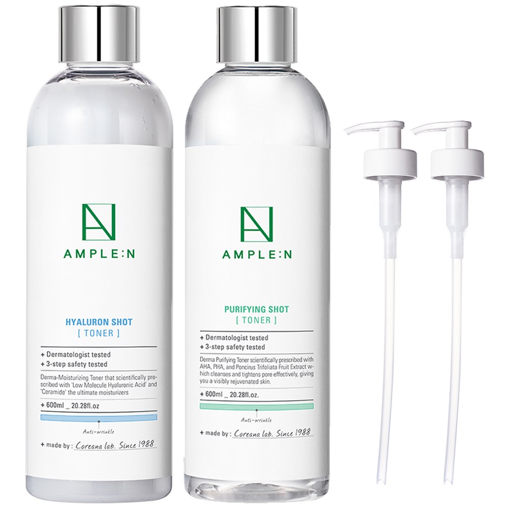 コリアナアンプルエンヒアルロンショットトナー大容量600ml +フューリーファイングショットトナー大容量600ml +トナーポンプ1セット