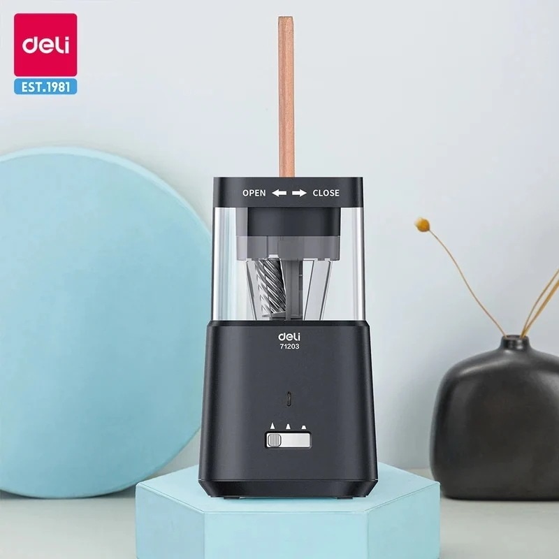 Deli-全自動電気鉛筆削りUSB付きシャープナー急速充電鉛筆ディスペンサー学校用文房具子供向けギフト