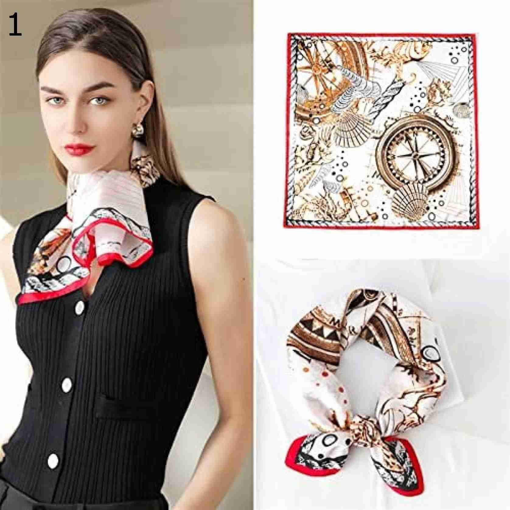 【20%OFFクーポン～】サマー サドル ウエスト フラワー スカーフ ヴィンテージ ストラッピング 両面プリント スモール スカーフ スクエア スカーフ (Color 4 Size : : 70