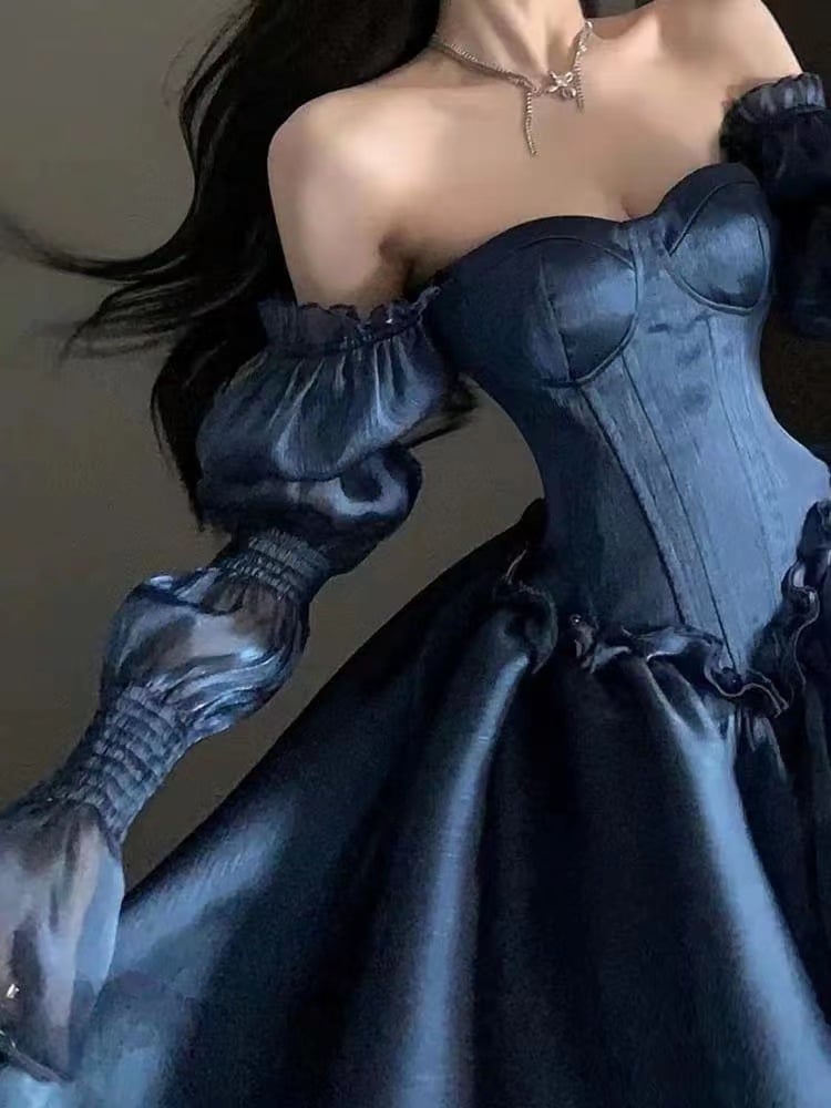 2024 春 ワンピース ロリータ 春秋 フレンチレト ロデザインレースニッチ セクシー 話題！サテンスカート 結婚式 ドレス パーティードレス お呼ばれ 披露宴