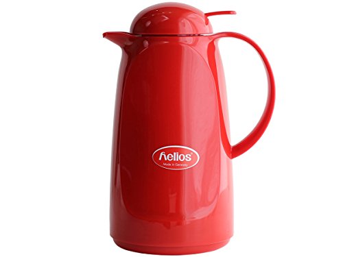 色：レッド helios ヘリオス リラックスプッシュ ガラス卓上魔法瓶 1L (レッド)
