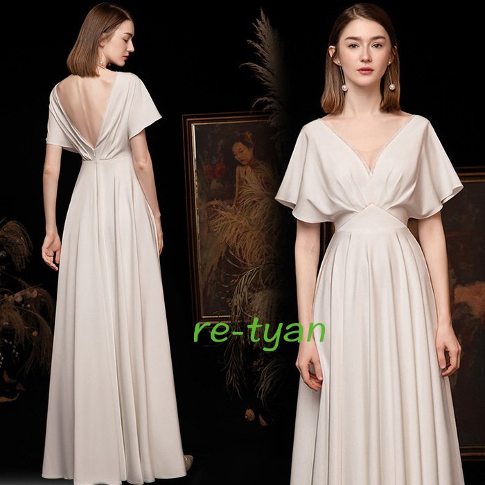 ウエディングドレス ロングドレス 袖ありパーディードレス 30代40代 ステージ衣装 成人式 花嫁