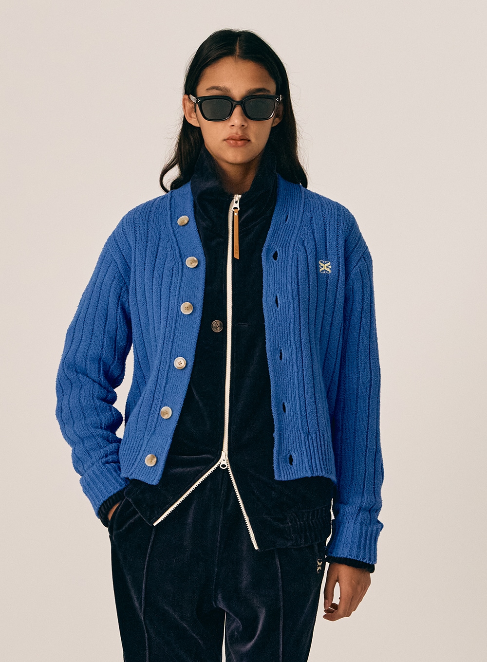 【SATUR】 (W)FARO OVER SIZE BOUCLE CARDIGAN : CERULEAN BLUE 15,975円