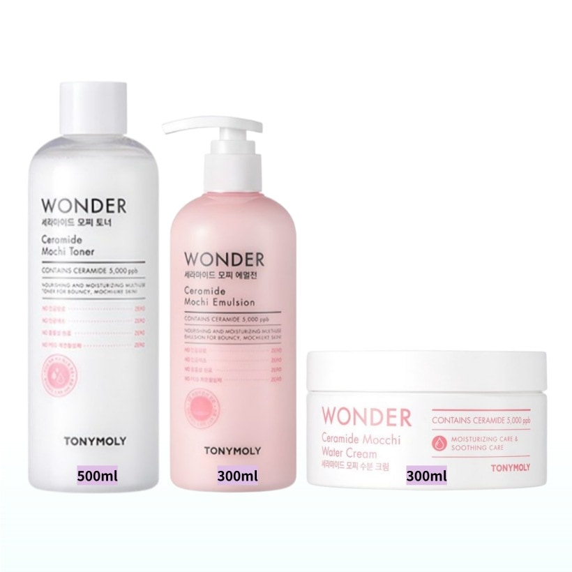 [スキンケア3点セット] ワンダーセラミド モチトナー 500ml 1本 + エマルジョン300ml 1本 + 水分クリーム300ml 1本 / 韓国 コスメ 正規品 人気 化粧水 低刺激 保湿 鎮静