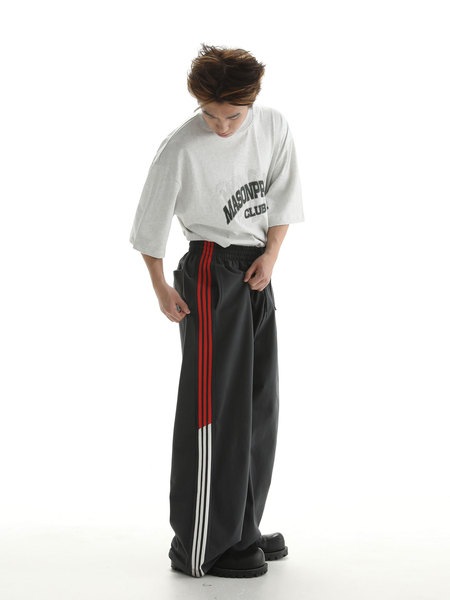 レトロコントラストカラーカジュアルパンツストリップ