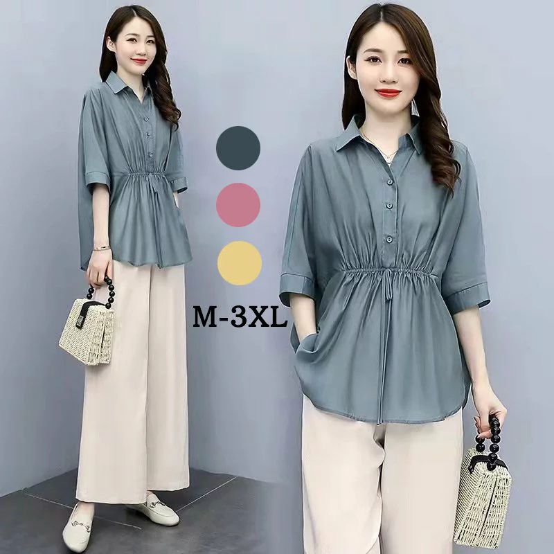 【2025限定SALE】セットアップ レディース 春 夏 半袖 ブラウス ガウチョパンツ 上下セット 体型カバー カジュアル 着痩せ 通勤 OL お出かけ 30代 40代 50代 母の日 プレゼント