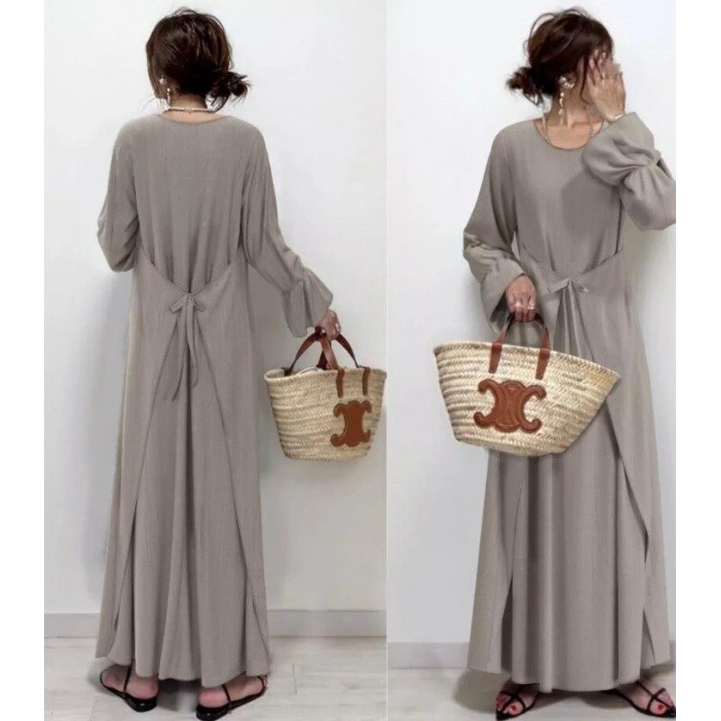 春のワンピース日系 秋 春 スリム見え 長袖 オールマッチ インナー シンプル ワンピース レディース30%制限