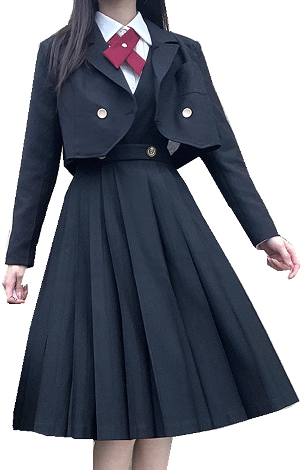 JK 女子高生 制服セット ワイシャツ＋リボン＋ジャンパースカート 春秋 長袖 半袖 夏 セーラー服