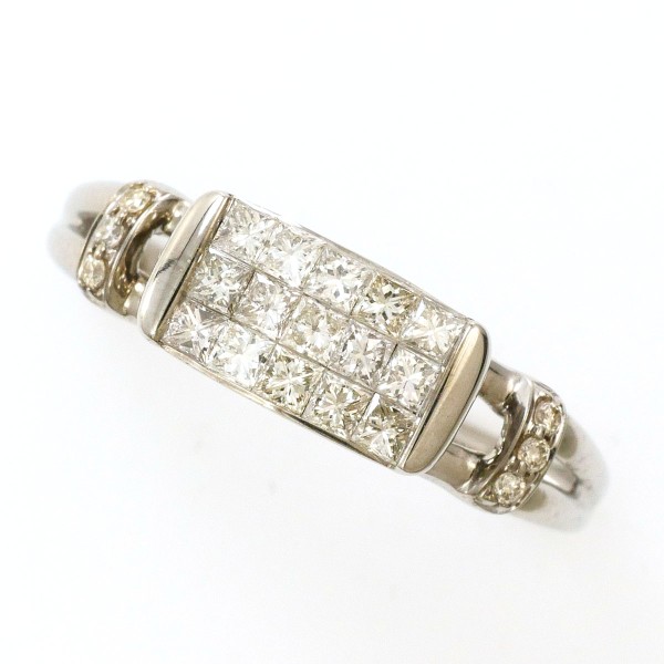 K18 18金 WG ホワイトゴールド リング 指輪 15号 ダイヤ 0.46 ジュエリー 中古