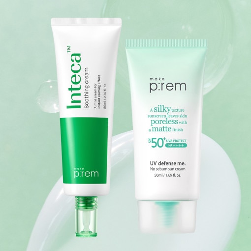 [2点セット] インテカ スージング クリーム 80ml + ノーセバム 日焼け止め 50ml (SPF50 + PA ++++)