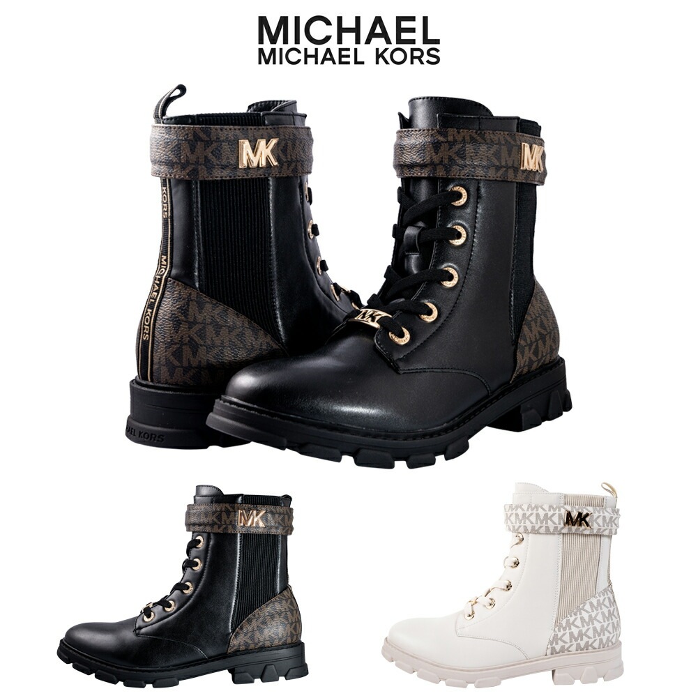 マイケルコース ブーツ Ridley Stark 履きやすい サイドジップ サイドゴア 合成皮革 ベージュ ブラック モノグラム柄 22.0cm23.5cm シンプル キレイめ mk1007