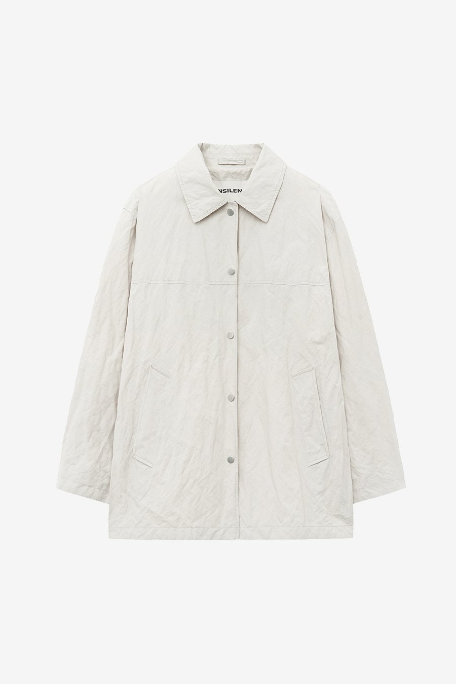 【INSILENCE】 WRINKLE OVERFIT HALF TRENCH : ICE GREY