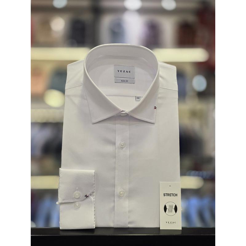 [] ホワイト 綿混紡 スパン スリムフィットシャツ YJFSBS171 [P003737595]
