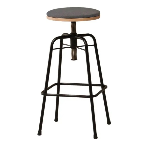 スツール グラム 高さ59－71cm 高さ調整 椅子 スチール脚 ヴィンテージ調 ファブリック