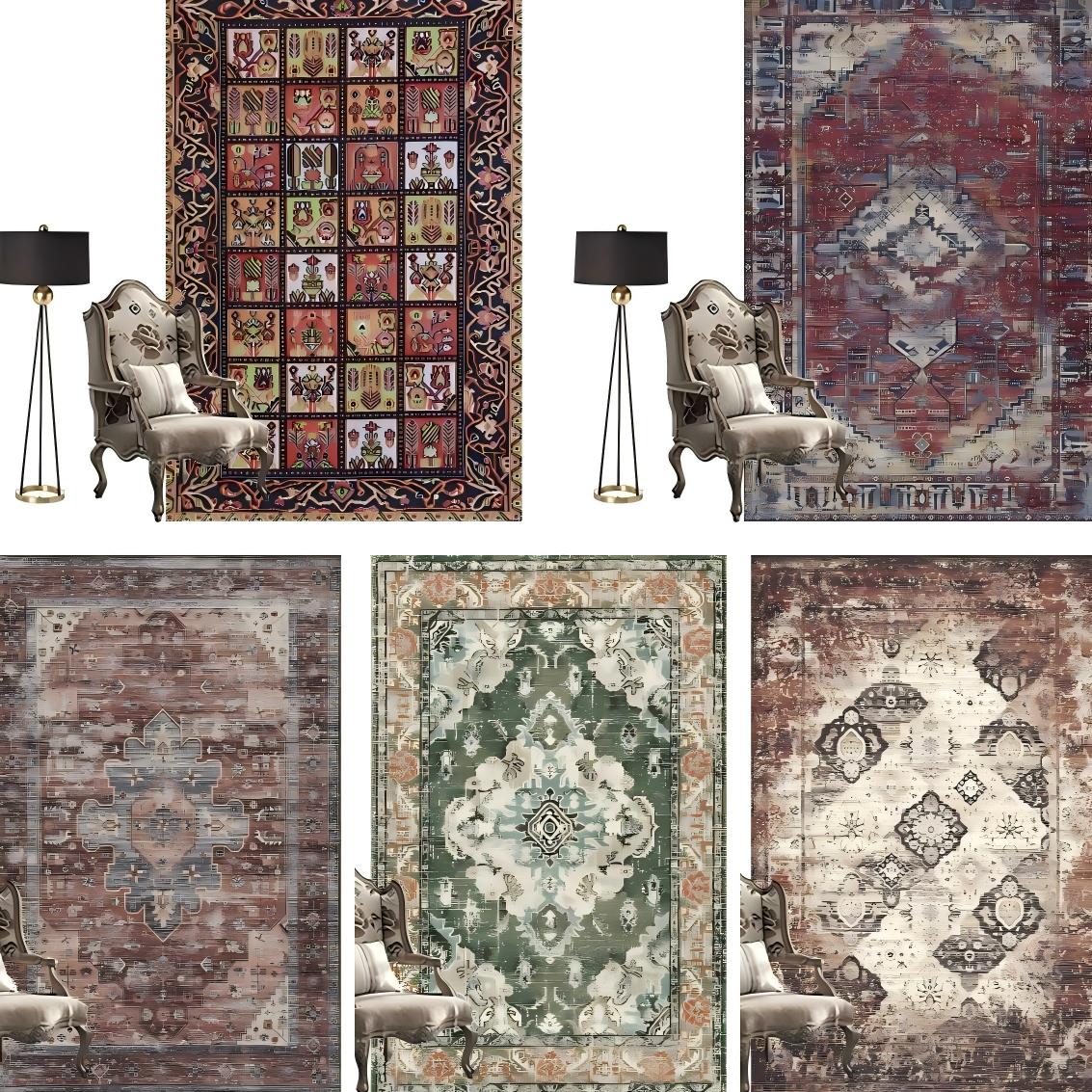 カーペット フラワー じゅうたん ペルシャ絨毯風 160*230 ラグ モダン 絨毯 ラグマット 花柄 北欧風 敷物 おしゃれ フロアマット